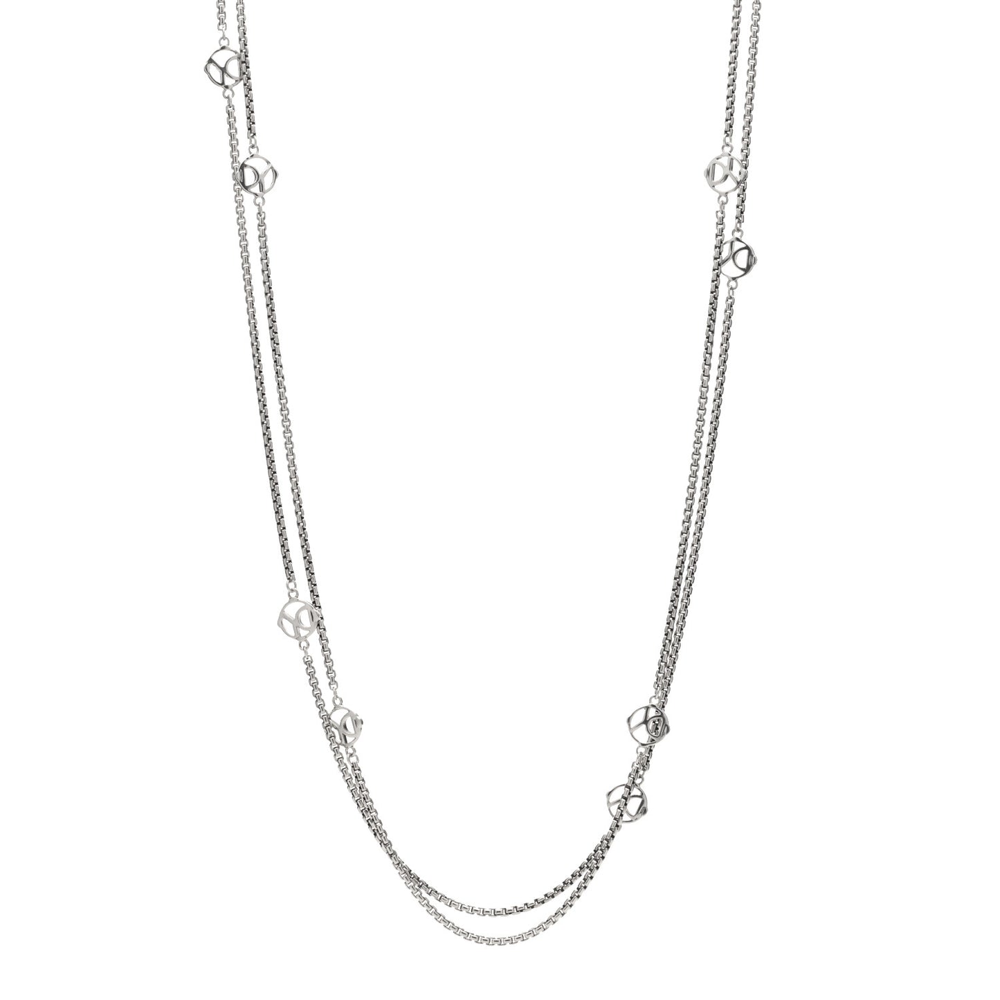 Sterling Silver Logo Station Necklace 72"