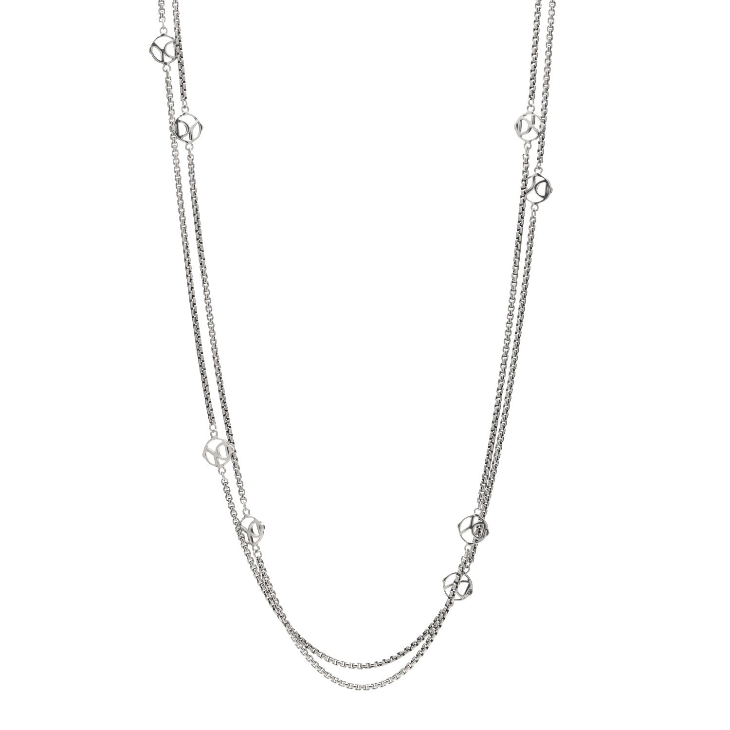 David Yurman Sterling Silver Logo Station Necklace 72" 1 of 3
