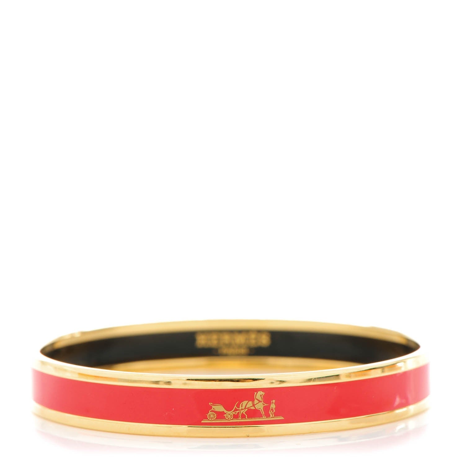 Hermes Enamel Printed Caleche Medium Bracelet Red 1 of 5
