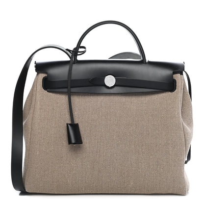 Hermes Military Toile Vache Hunter Herbag Zip Retourne 31 PM Ficelle Black 3 of 10