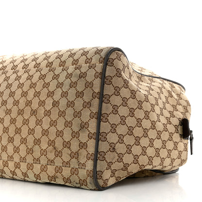 Gucci GG Monogram Web Large Collapsible Carry On Duffle Beige Brown 9 of 10