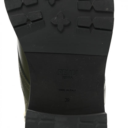 Fendi Vitello Stretch Fabric FF Rockoko Biker Boots 39 Military Oliva Tobacco Black 6 of 8