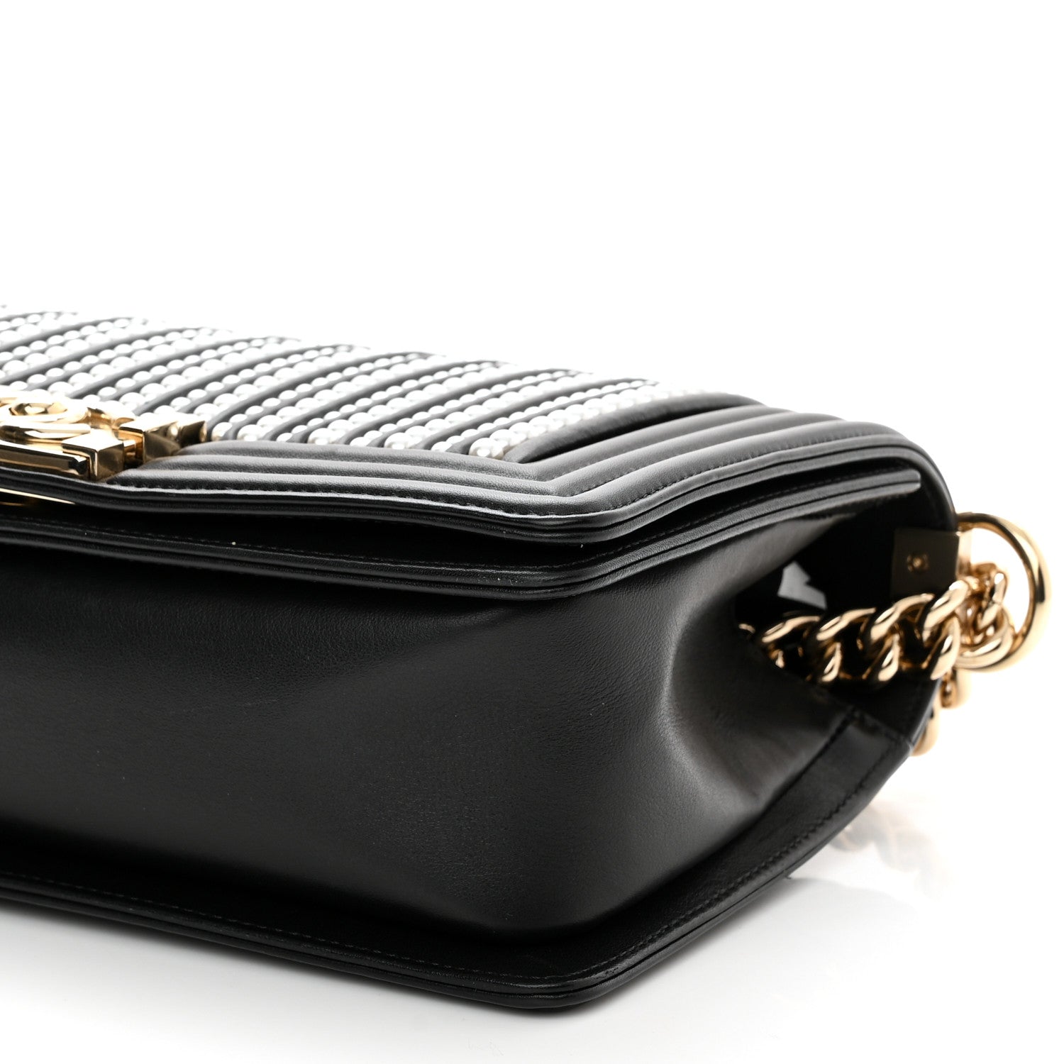 Chanel Calfskin Pearl Medium Chanel Pearls Boy Flap Black 9 of 9