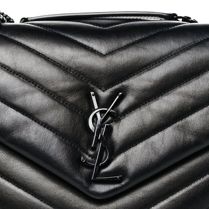 Saint Laurent Calfskin Y Quilted Monogram Monochrome Medium Loulou Chain Satchel Black 8 of 10
