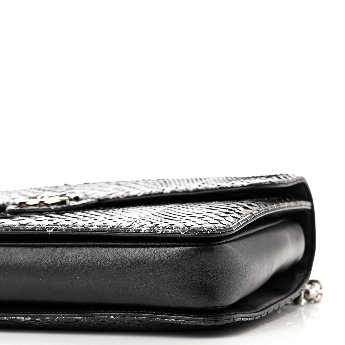 Snakeskin Large Perfect Edge Flap Silver