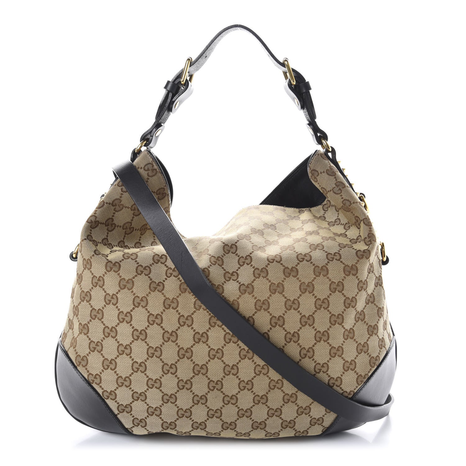 Gucci Monogram Medium Patti Stud Hobo Black 1 of 10