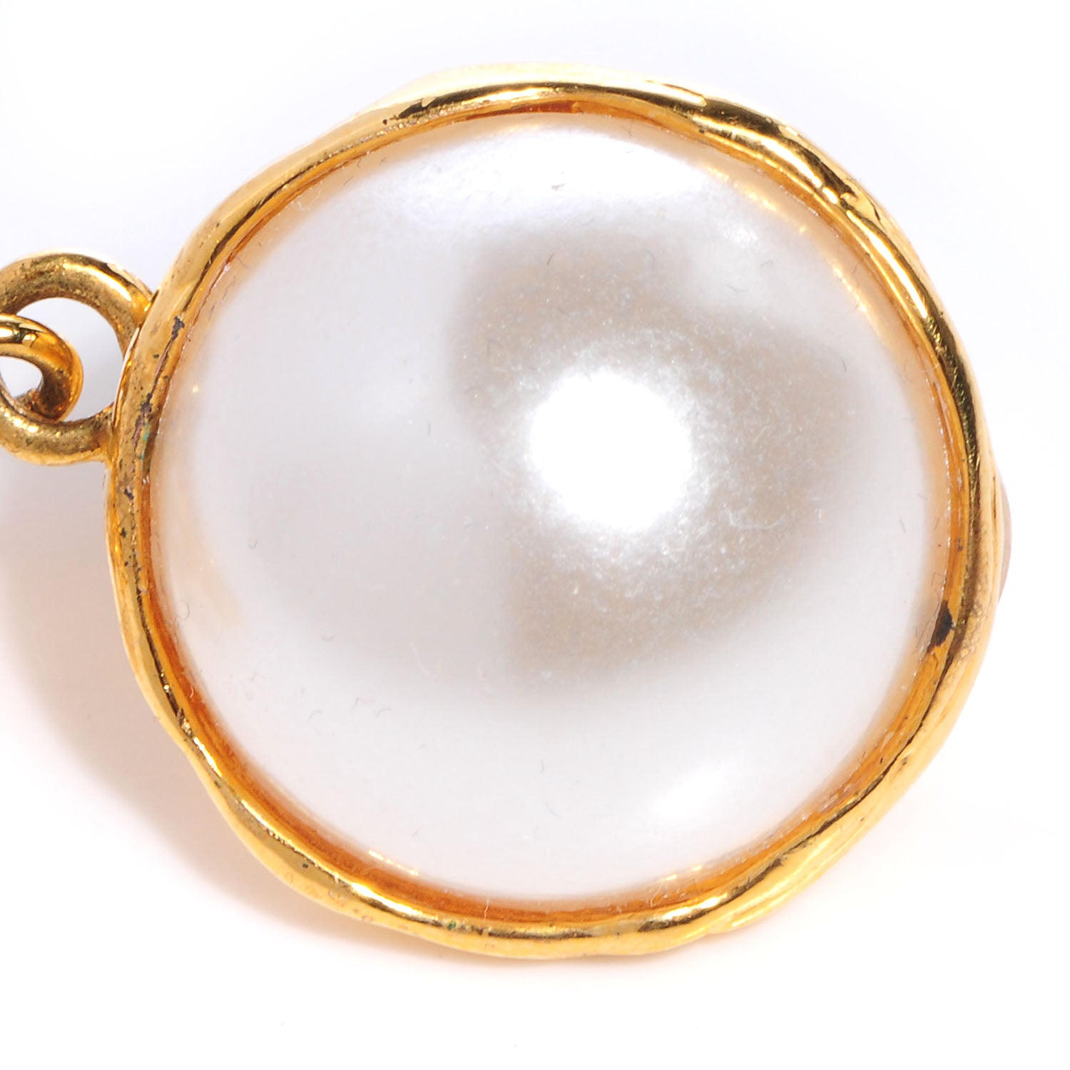 Chanel Pearl Dangle Clip On Earrings Gold CC 5 of 5