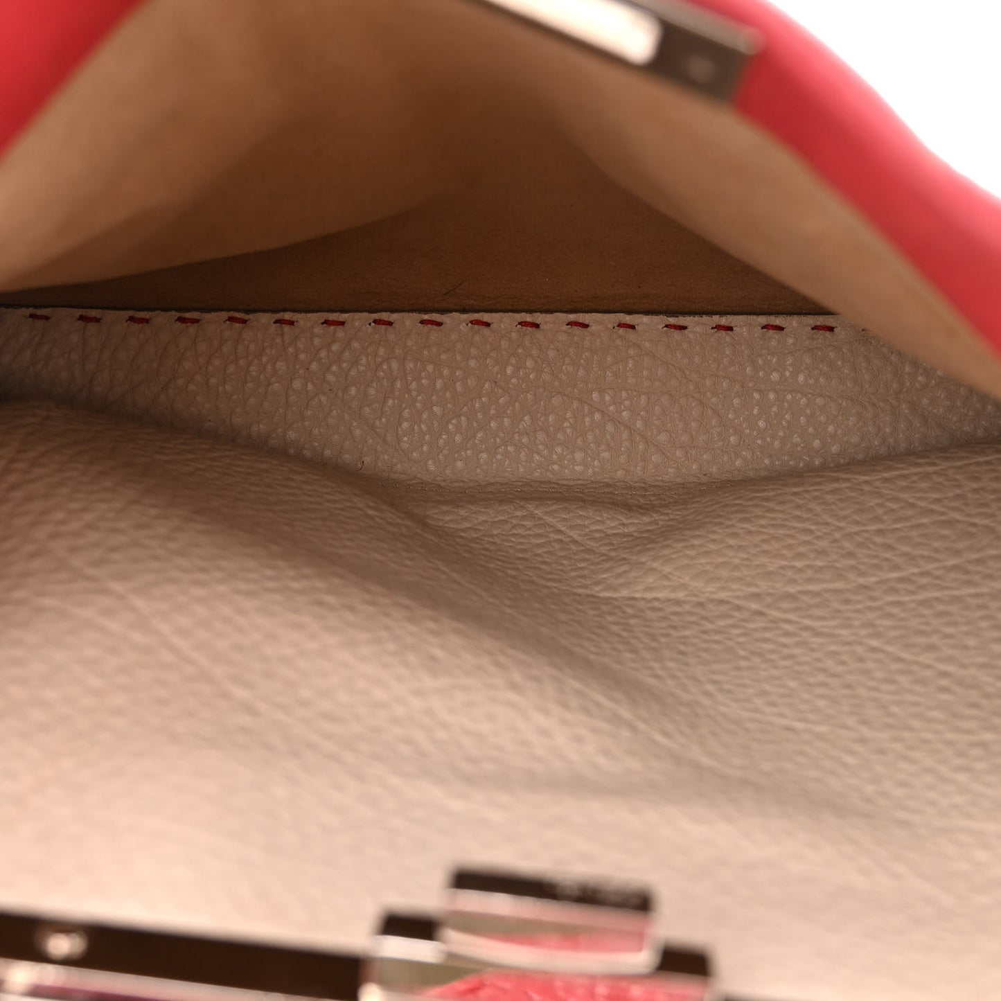 Cuoio Romano Selleria Bi-Color Medium Peekaboo Iconic Satchel Rosso Latte