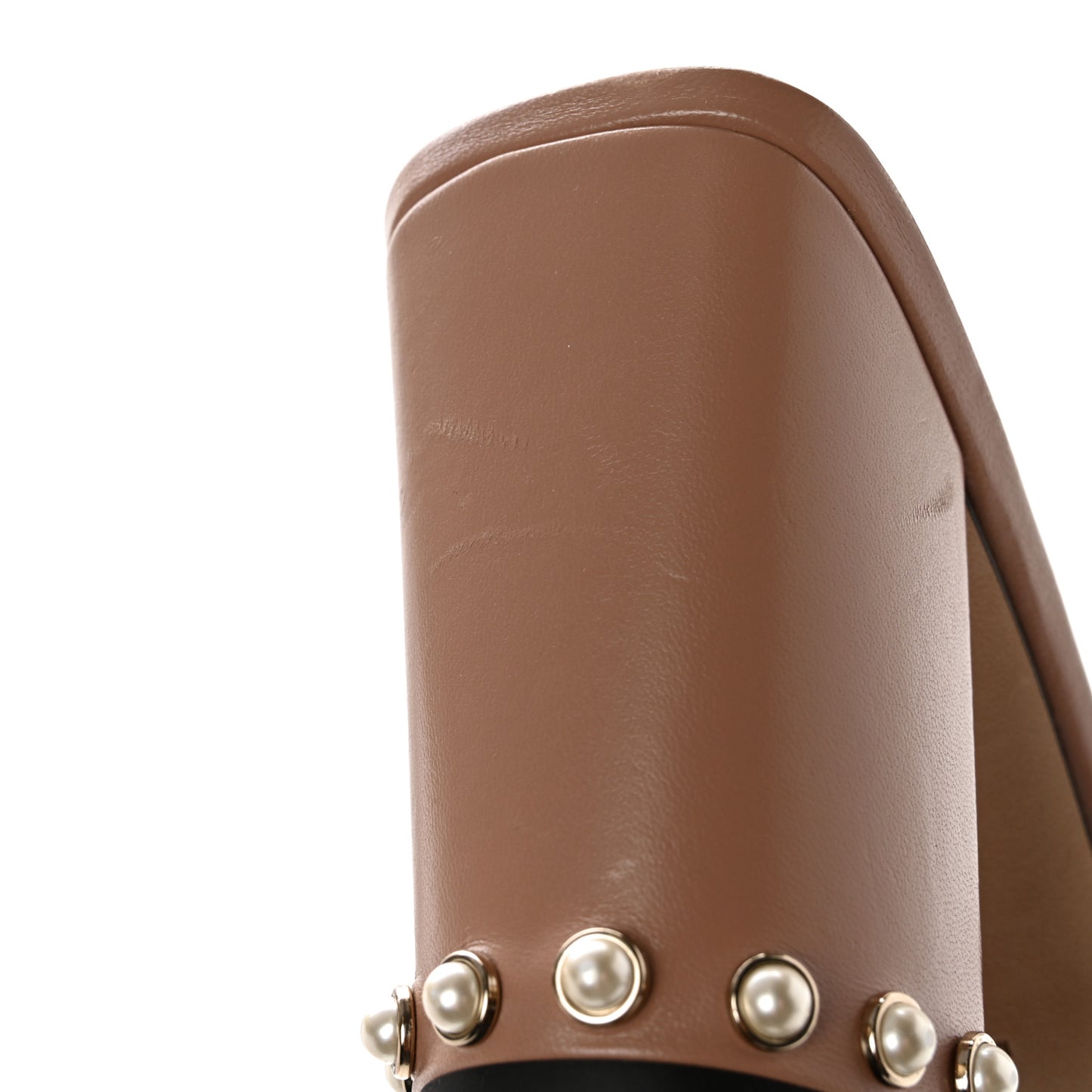 Calfskin Pearl Embellished Hazal 85 Mule Sandals 39.5 Ballet Pink