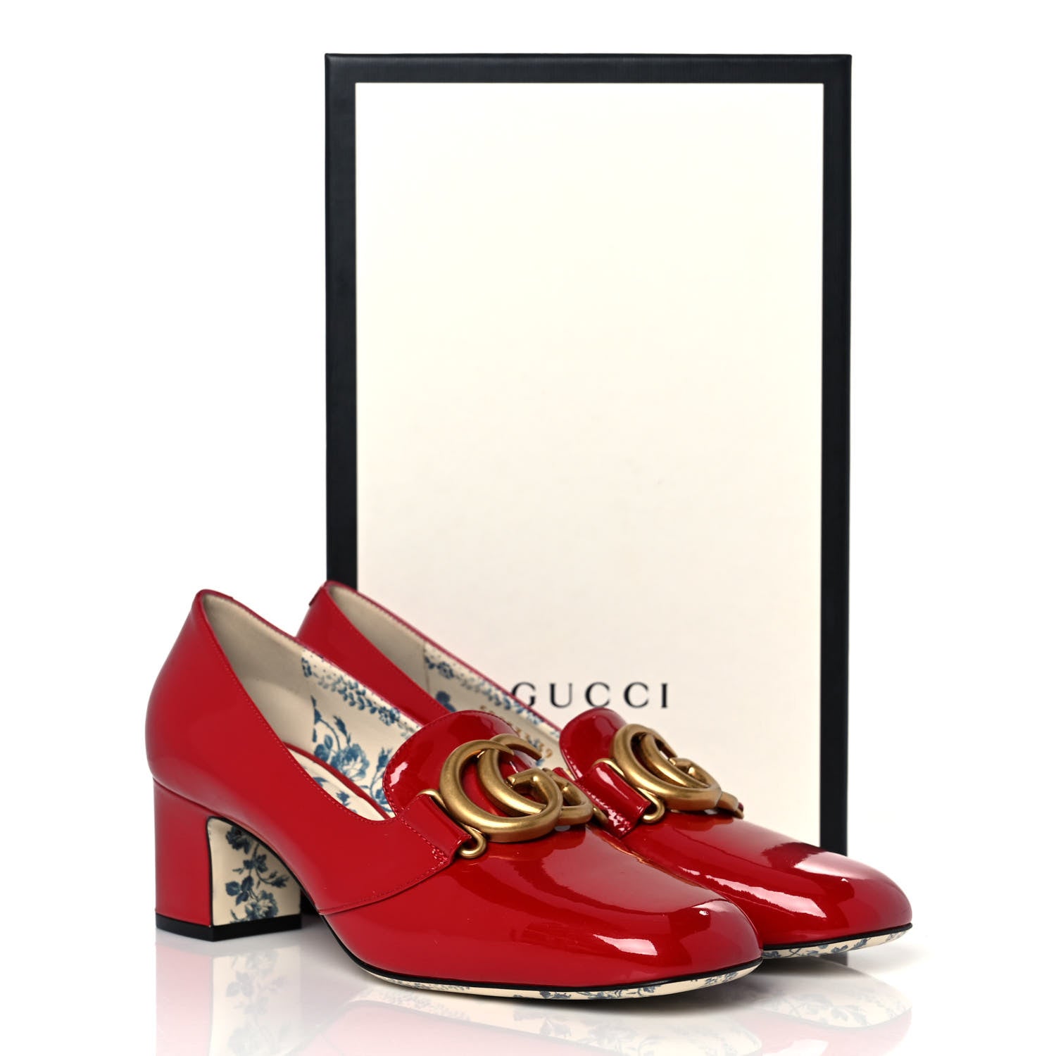 Gucci Vernice GG Victoire 55mm Loafer Pumps 36 Hibiscus Red 9 of 9