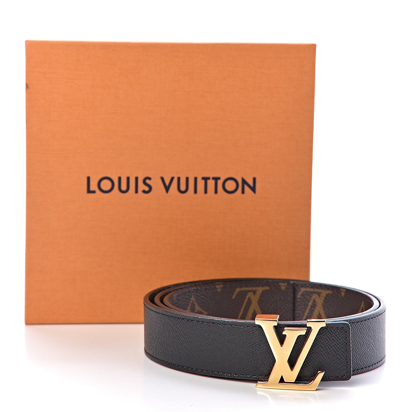 Calfskin Monogram 30mm LV Initiales Reversible Belt 85 34 Black