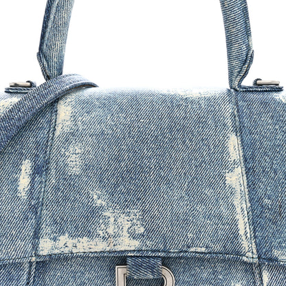 Balenciaga Nappa Denim Printed Small Hourglass Top Handle Bag Denim Blue 8 of 11