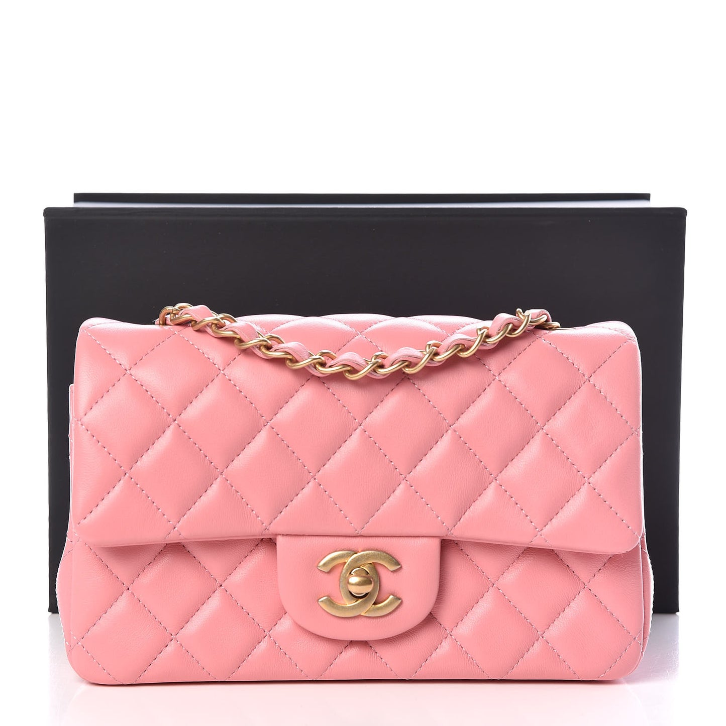 Lambskin Quilted Mini Rectangular Flap Pink
