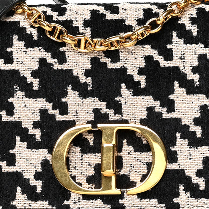 Christian Dior Technical Canvas Macro Houndstooth Medium Caro Bag Black White 8 of 10