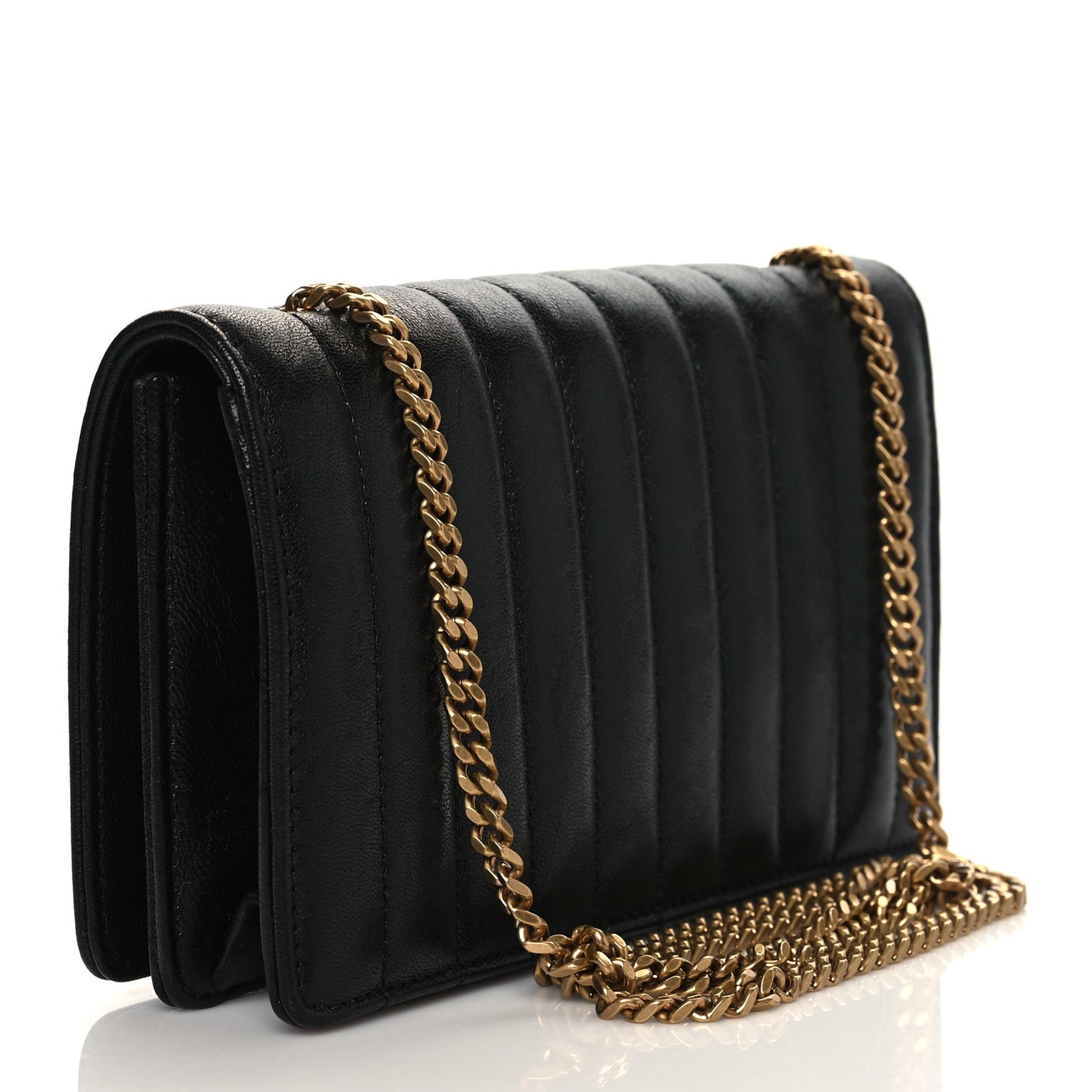 Lambskin Matelasse Amalia Chain Shoulder Bag Black