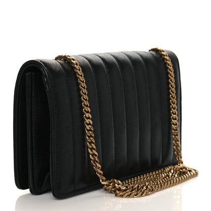 Saint Laurent Lambskin Matelasse Amalia Chain Shoulder Bag Black 3 of 9