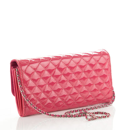 Chanel Patent Calfskin Quilted Flap Clutch With Chain Fuchsia 3 of 8