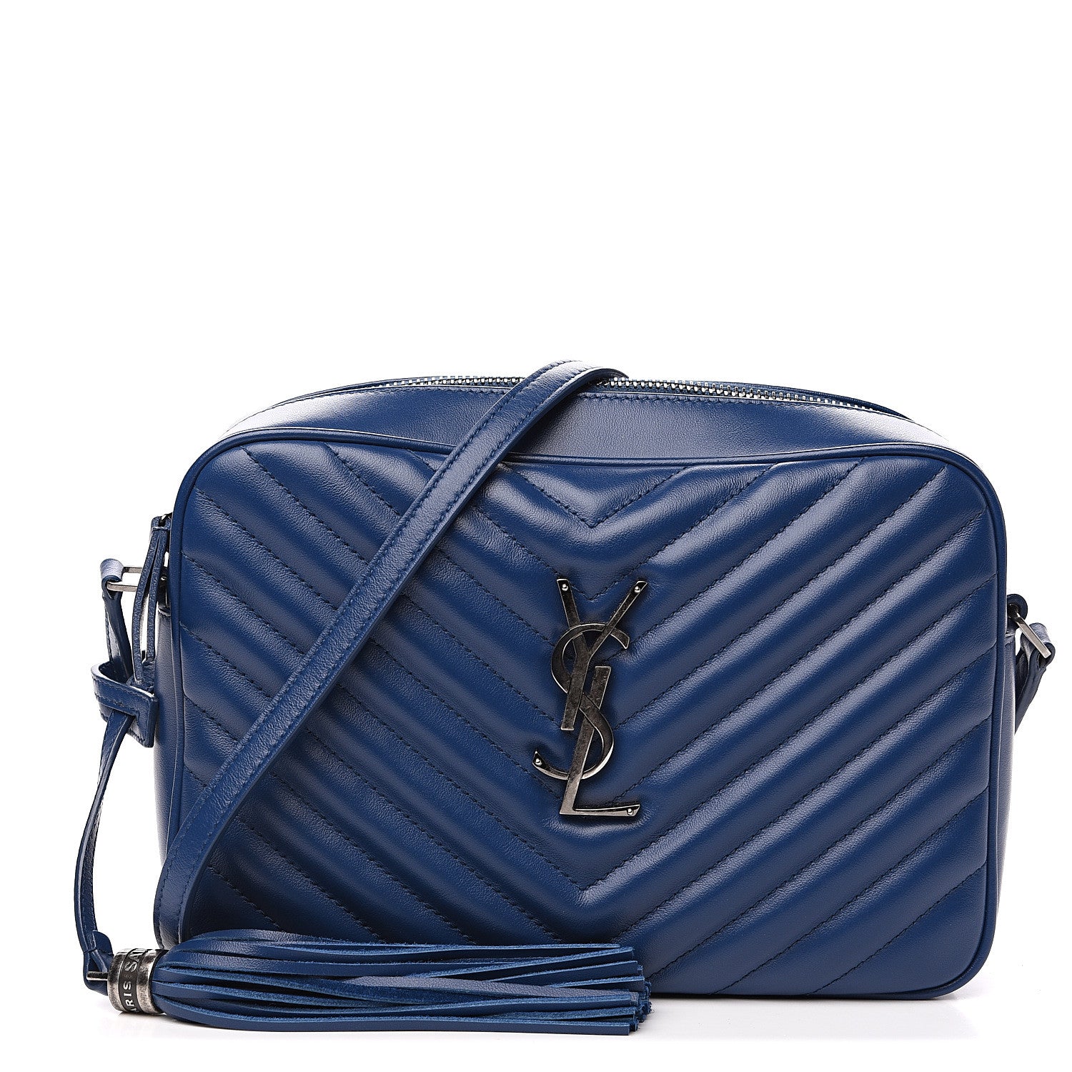 Saint Laurent Calfskin Matelasse Monogram Lou Camera Bag Blue 1 of 8