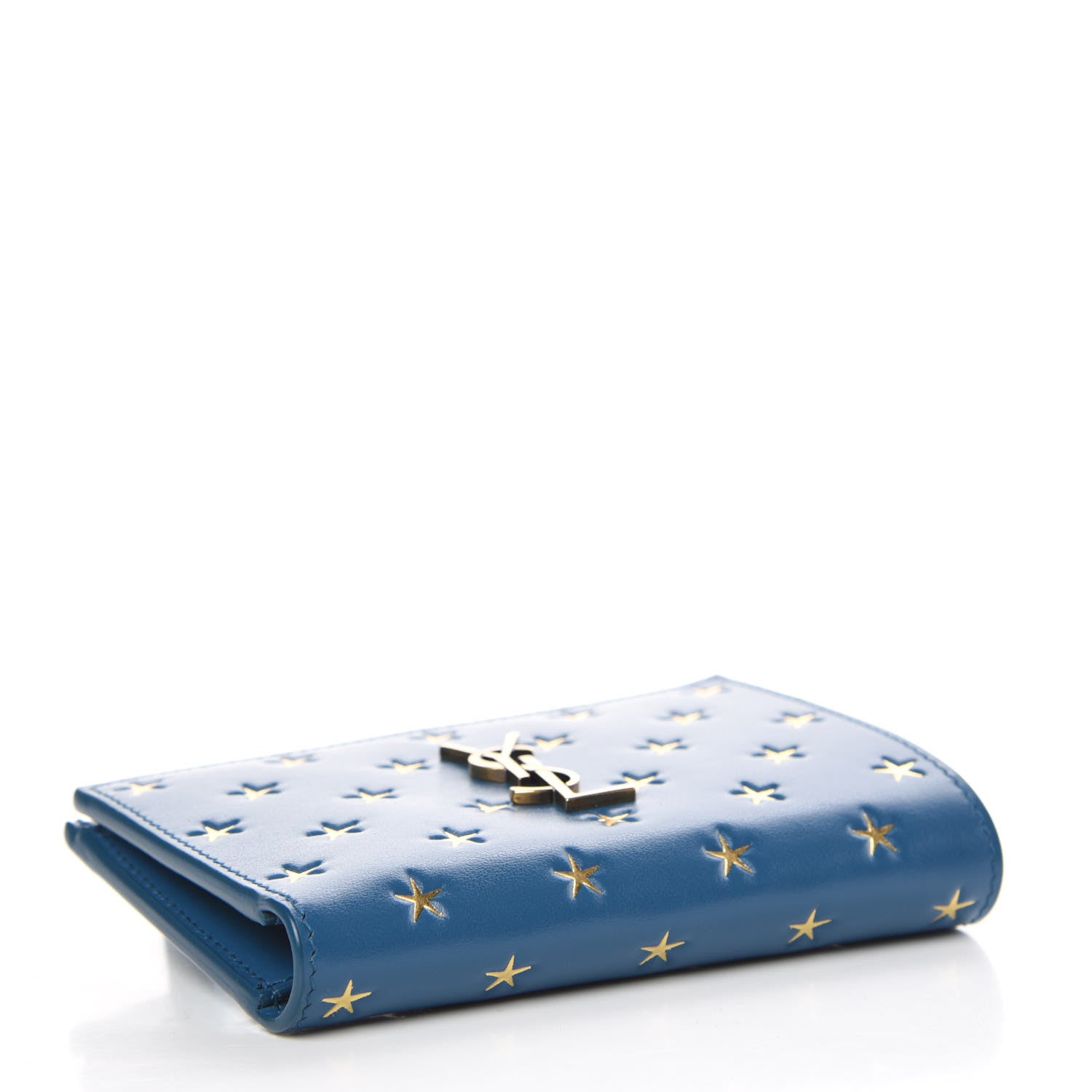Saint Laurent Calfskin Star Print Monogram Fragments Wallet Blue 4 of 8