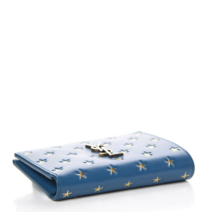 Saint Laurent Calfskin Star Print Monogram Fragments Wallet Blue 4 of 8