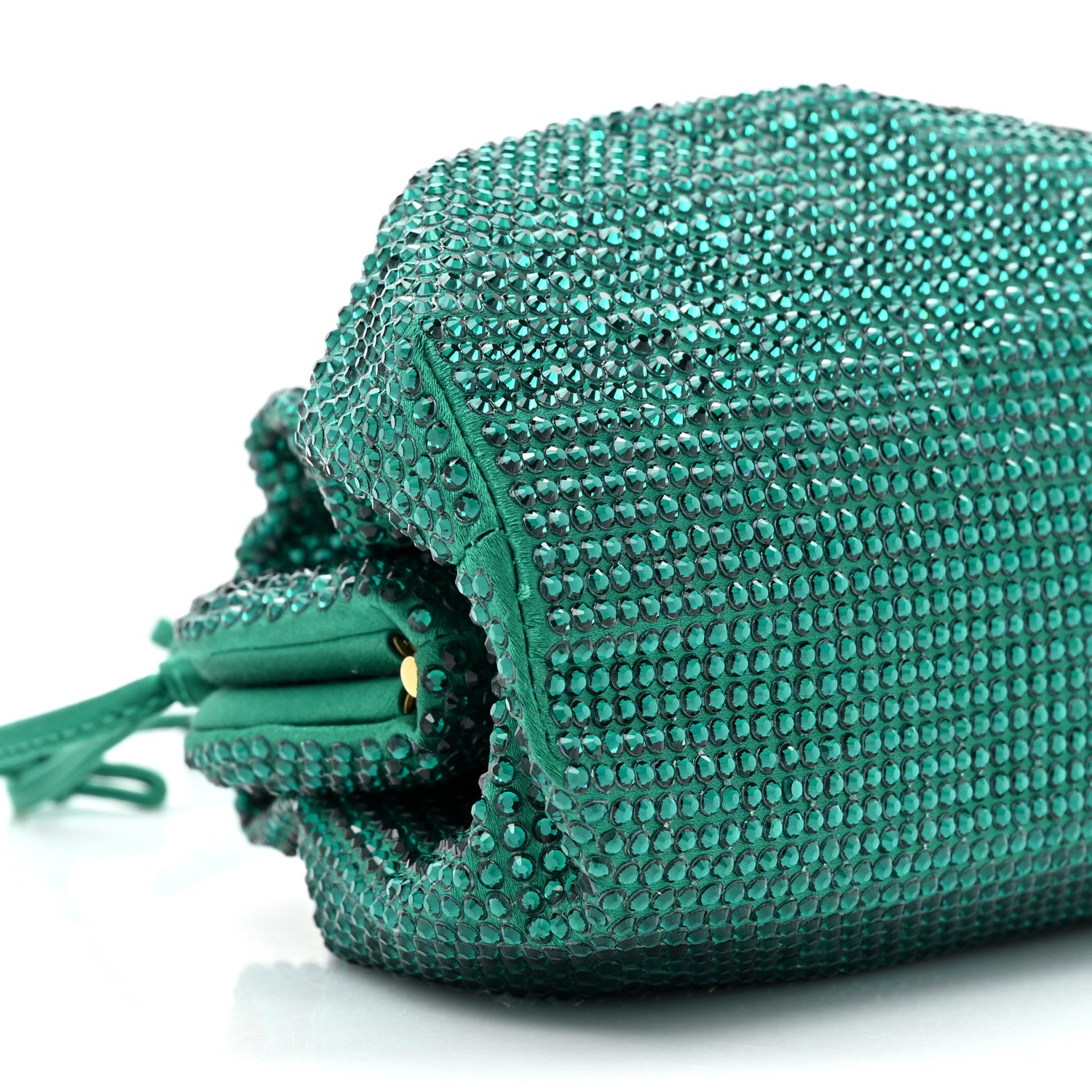 Bottega Veneta Satin Crystal Embellished The Mini Pouch Emerald 8 of 8