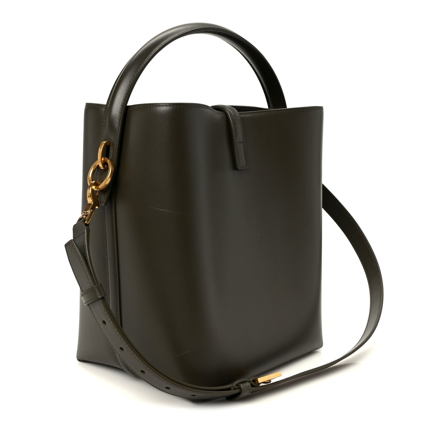 Shiny Calfskin Le 37 Bucket Bag Deep Musk