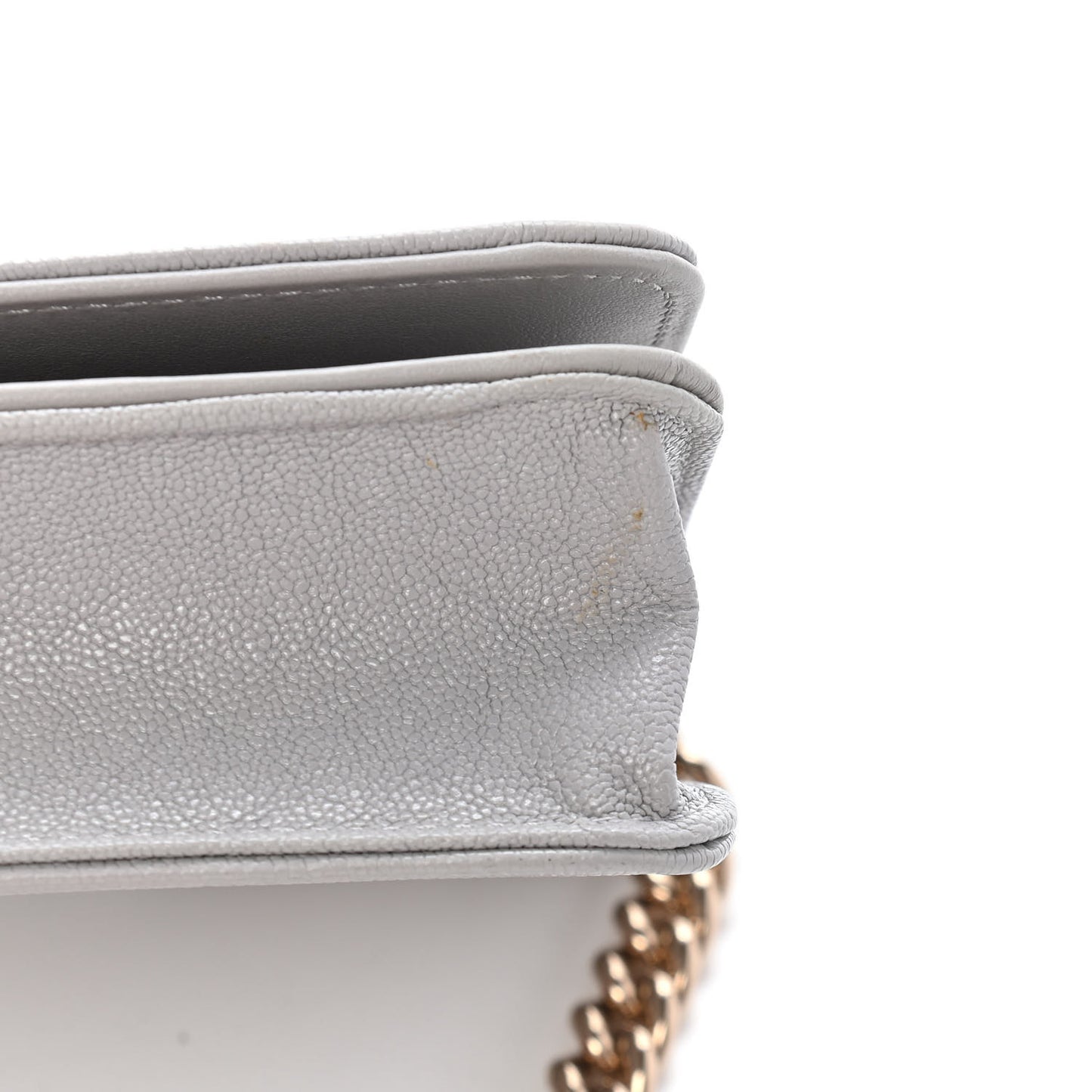 Caviar Quilted Boy Wallet On Chain WOC Grey