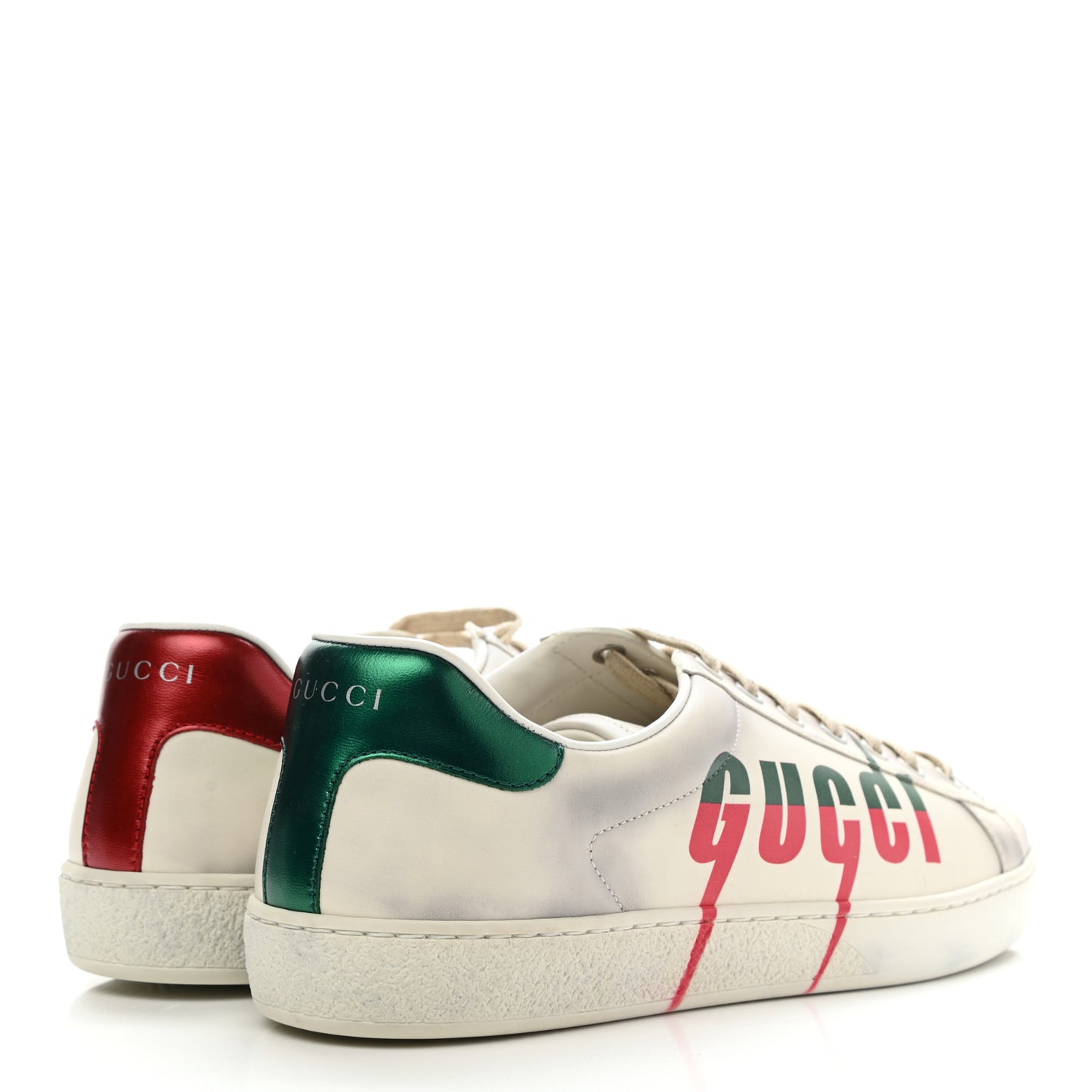 Distressed Calfskin Mens Ace Blade Sneakers 8 White