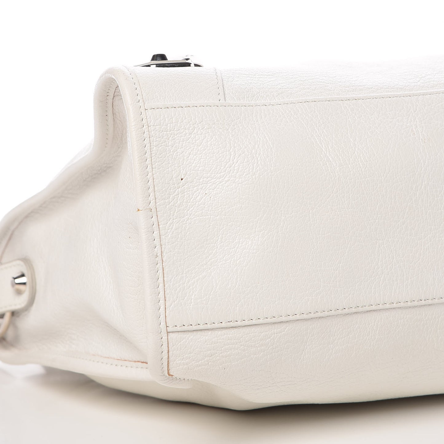 Chevre Silver Metallic Edge Hardware City White