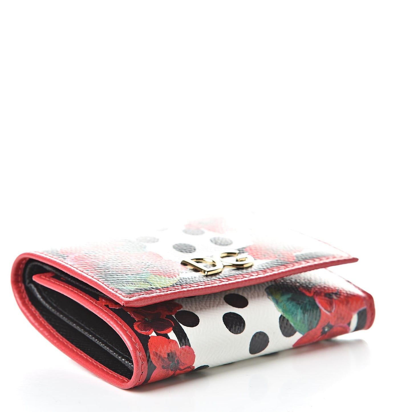 Dauphine Polka Dot Floral Print French Flap Wallet