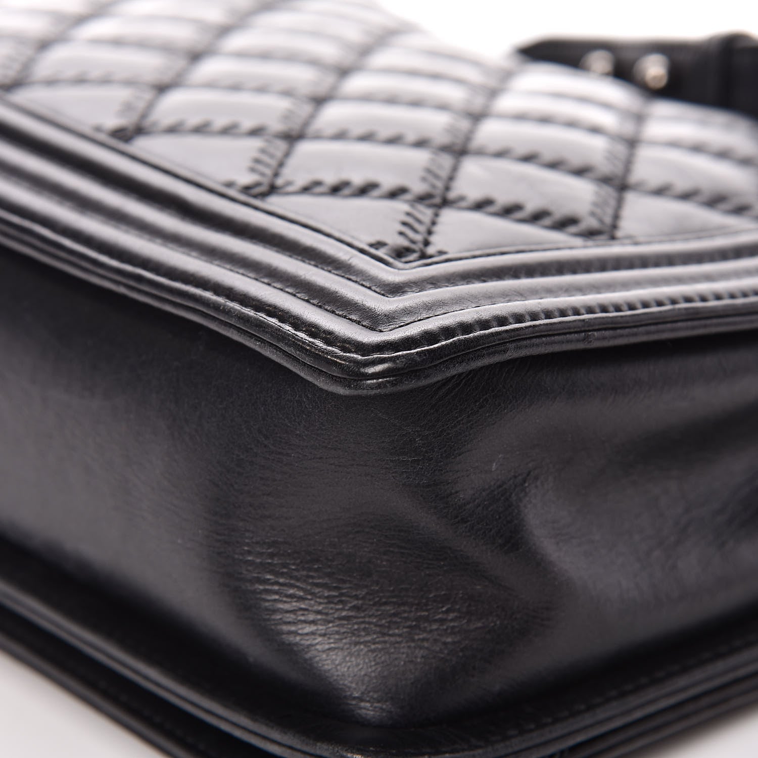 Chanel Calfskin Embossed Stitch Large Boy Flap Black 11 of 19