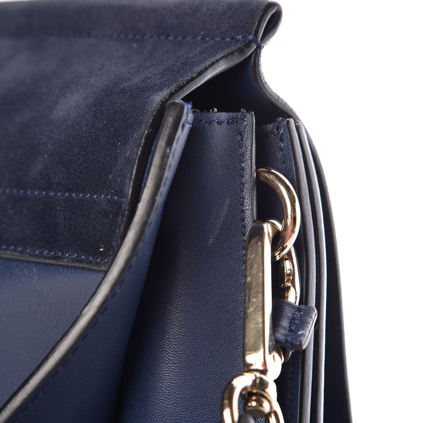 Suede Calfskin Medium Faye Shoulder Bag Silver Blue