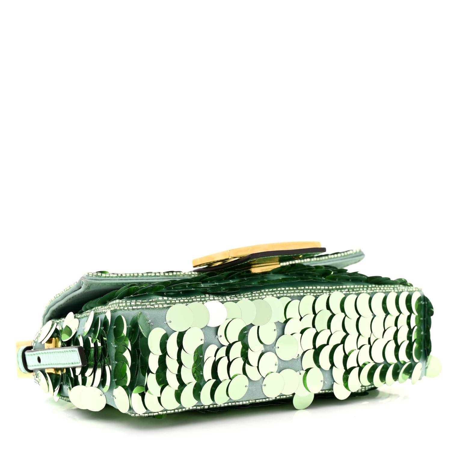 Fendi Satin Paillettes Catalan Mirror Mini Baguette 1997 Green 4 of 9