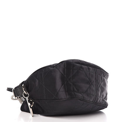 Christian Dior Satin Crystal Cannage Drawstring Bag Black 4 of 14
