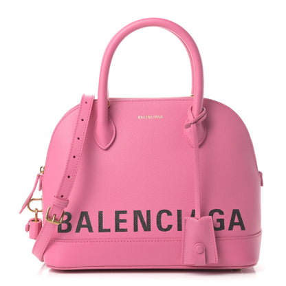 Balenciaga Signature Grained Calfskin Logo S Ville Top Handle Bag Rose Bubblegum Black 1 of 11