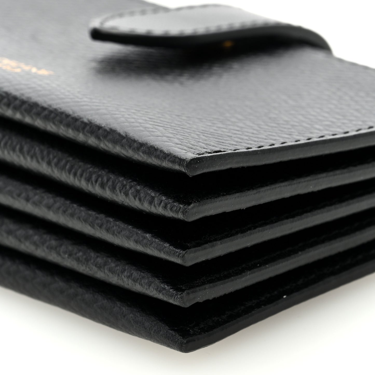 Grained Shiny Calfskin Accordion Card Holder Black
