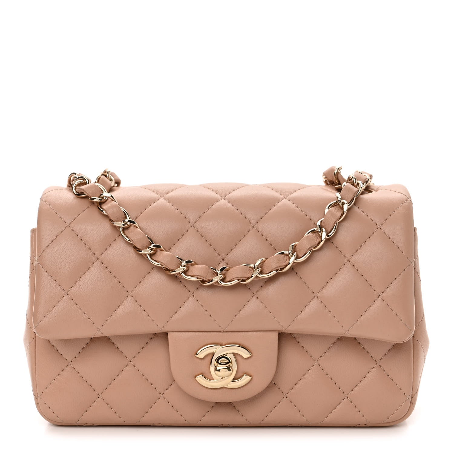 Chanel Lambskin Quilted Mini Rectangular Flap Beige 1 of 10