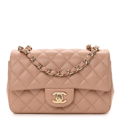 Chanel Lambskin Quilted Mini Rectangular Flap Beige 1 of 10