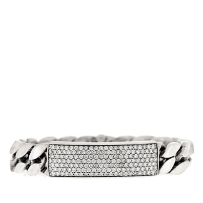David Yurman Sterling Silver Diamond Pave Curb Link ID Bracelet 1 of 3