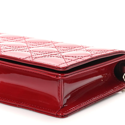 Christian Dior Patent Cannage Lady Dior Chain Wallet Rouge Ceris 11 of 11