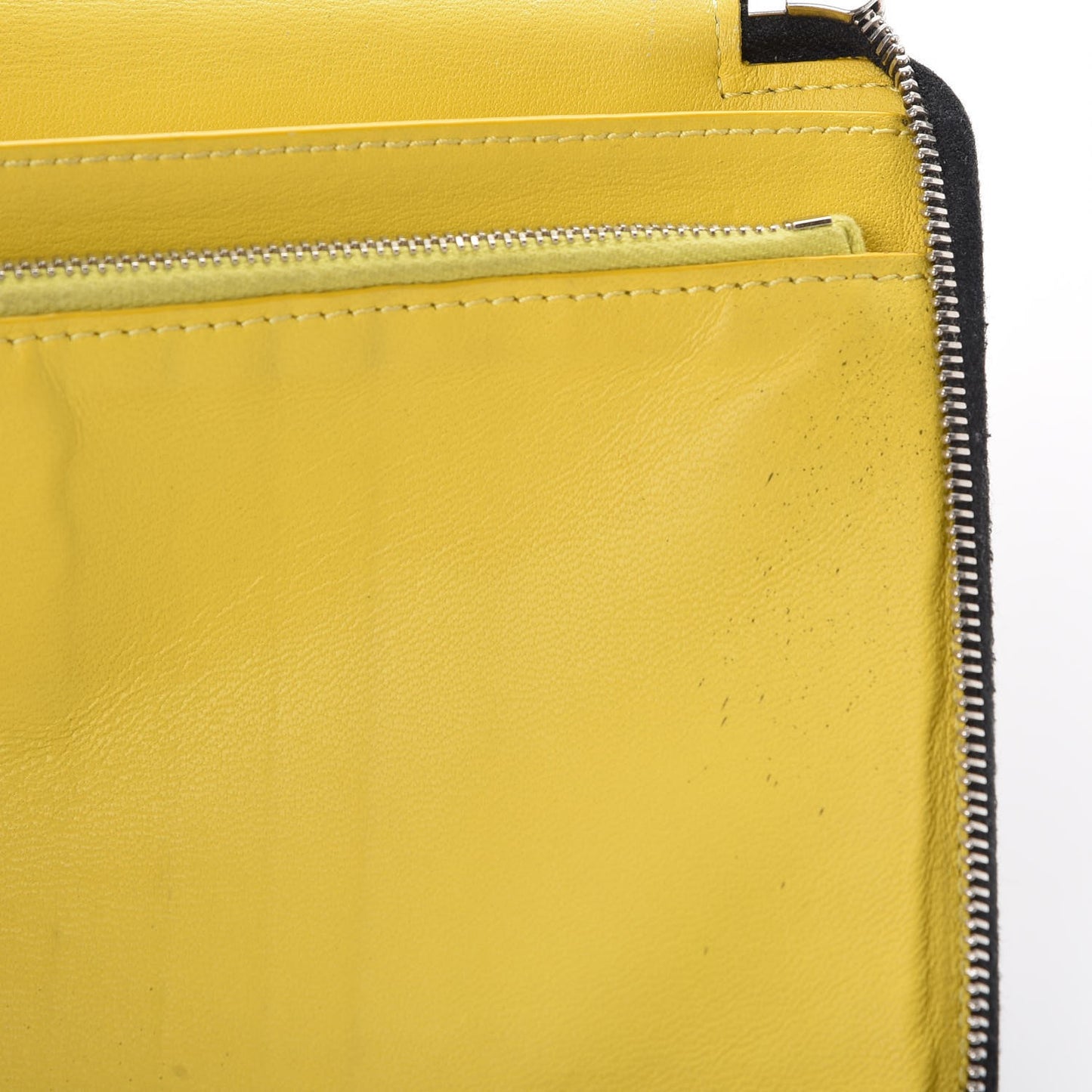 Drummed Calfskin Zip Around Organizer Wallet Black Citron