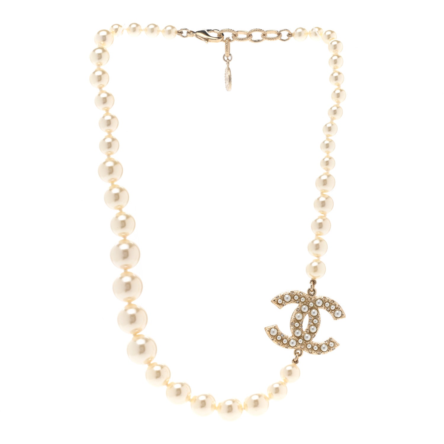 Chanel Graduated Pearl CC Short Necklace Gold 3 of 6