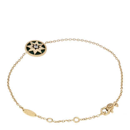 Christian Dior 18K Yellow Gold Diamond Malachite Rose Des Vents Bracelet 2 of 4