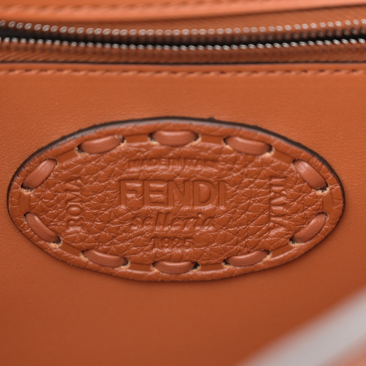 Fendi Cuoio Roma Sellerissima Nappa Sintetica Tape Stitch Baguette Brandy 6 of 11
