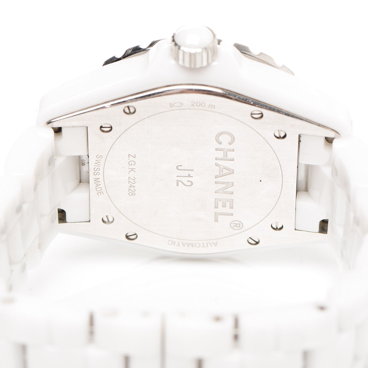 Chanel Stainless Steel Ceramic Diamond 38mm J12 Automatic Watch White 4 of 7