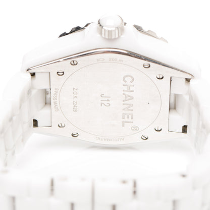 Chanel Stainless Steel Ceramic Diamond 38mm J12 Automatic Watch White 4 of 7