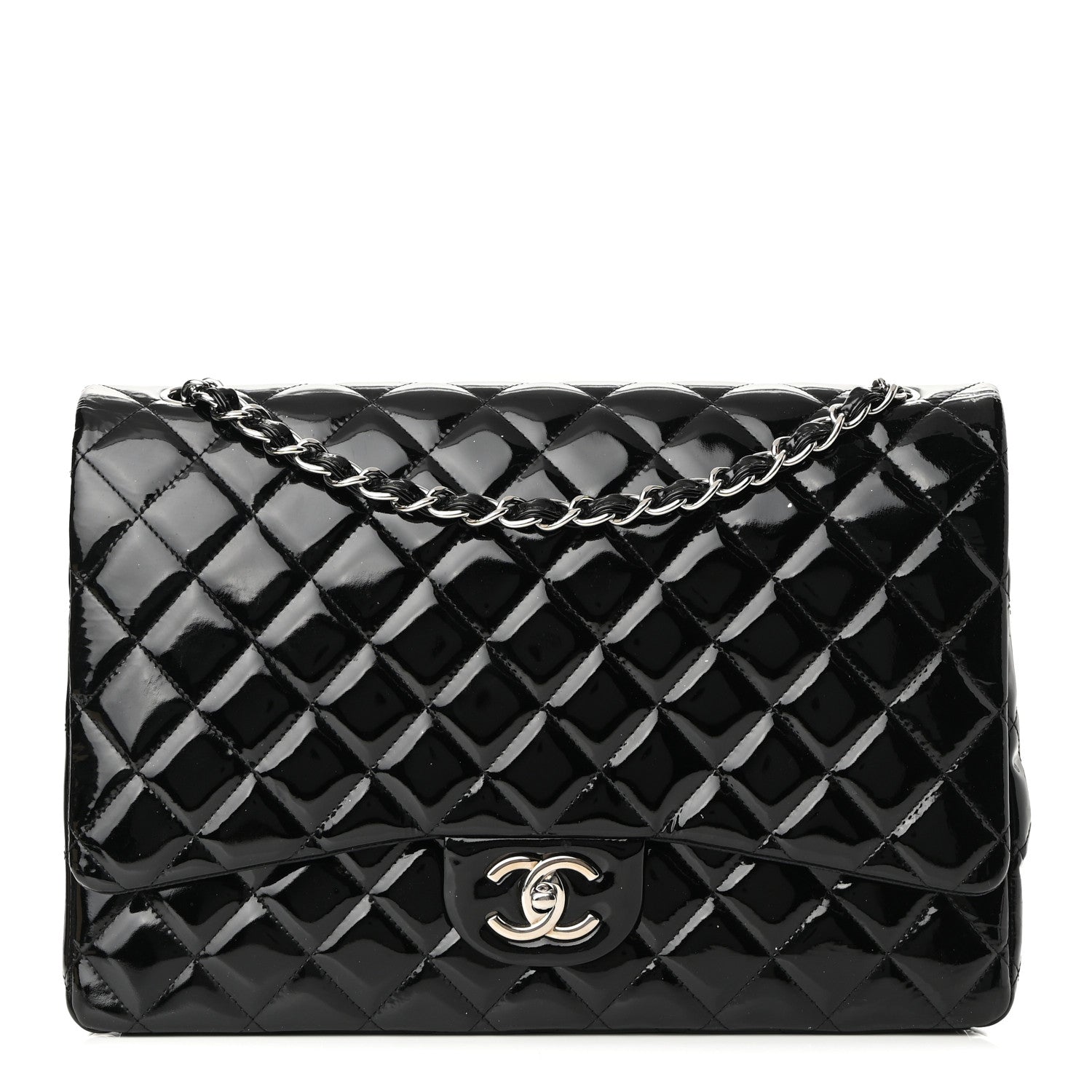 Chanel Patent Quilted Maxi Double Flap Black 1 of 12