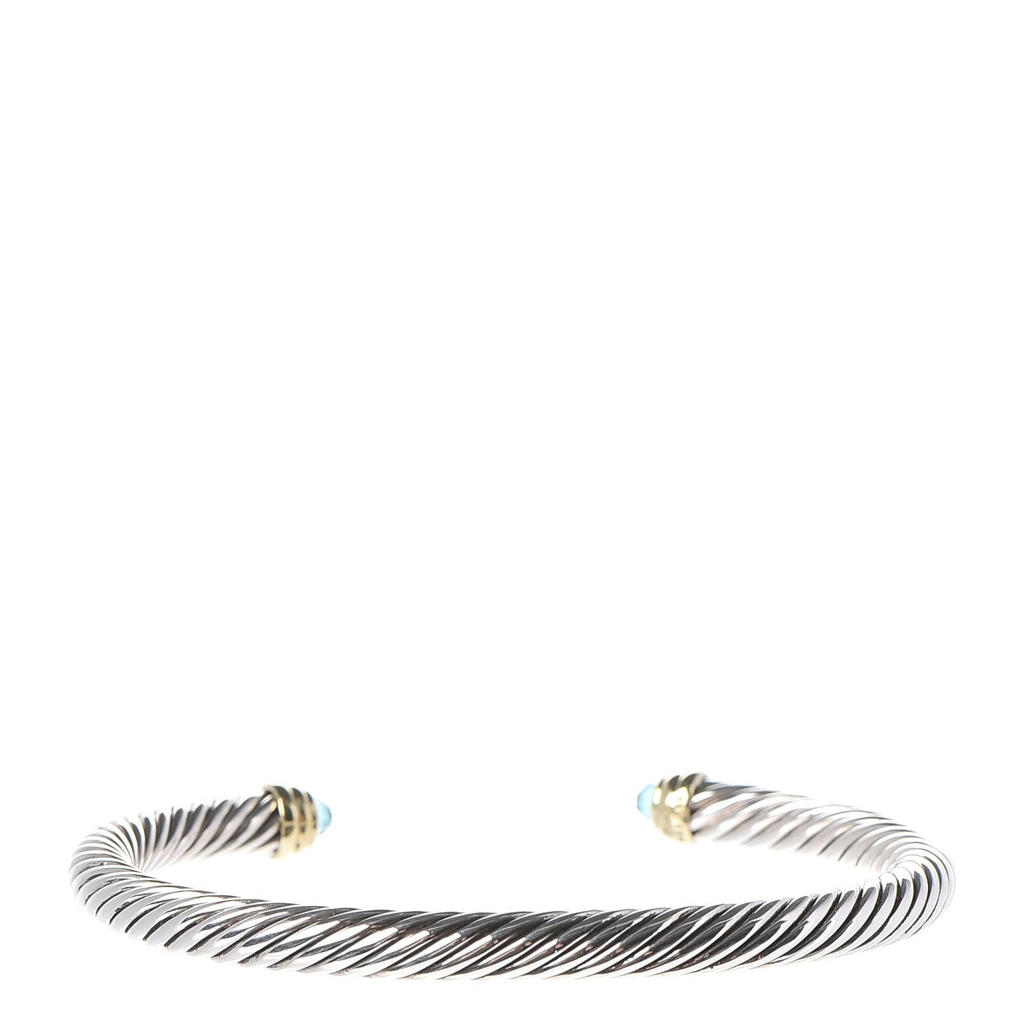 Sterling Silver 14K Yellow Gold Blue Topaz 5mm Cable Classics Petite Color Bracelet