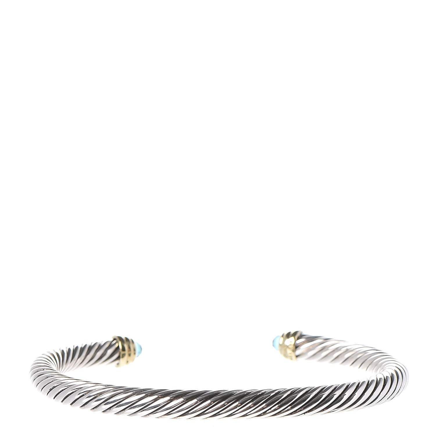 David Yurman Sterling Silver 14K Yellow Gold Blue Topaz 5mm Cable Classics Petite Color Bracelet 3 of 5