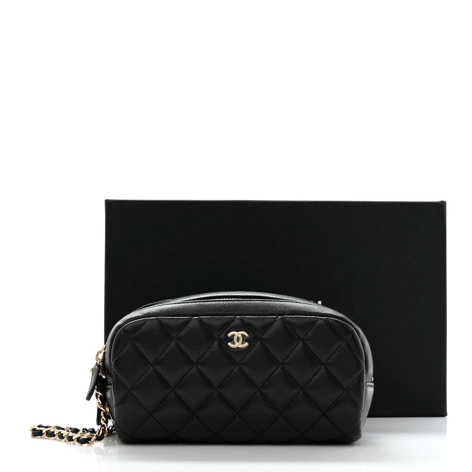 Chanel Caviar Quilted Toiletry Case With Chain Black 8 of 8